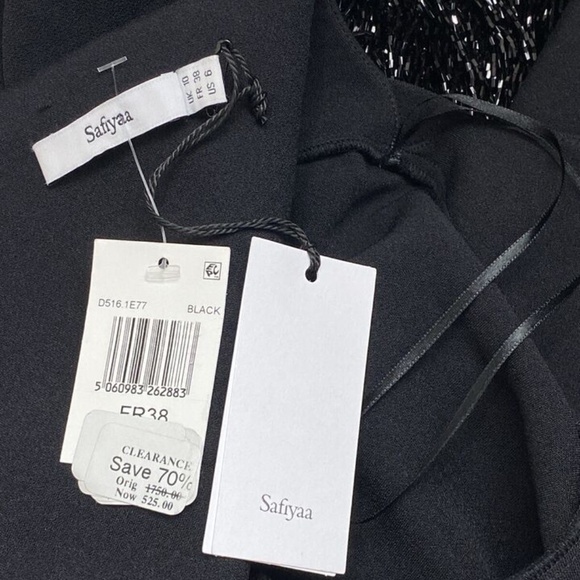 Safiyaa Corrina Fringe Trim Mini Dress Black Evening Formal - Picture 2 of 10